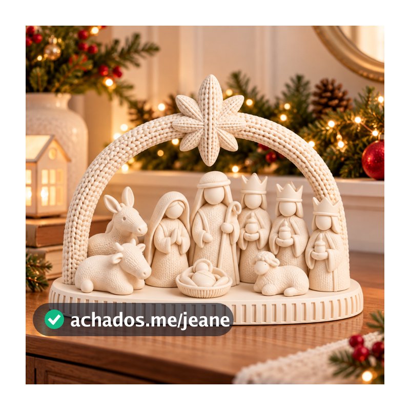 Presépio de Natal Decoração Festa Natalina Moderna Minimalista Enfeite Natalino Nascimento Jesus Presépio Tricô