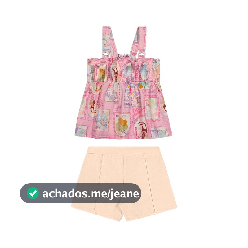 Conjunto Infantil Menina Stamp Elian Rosa