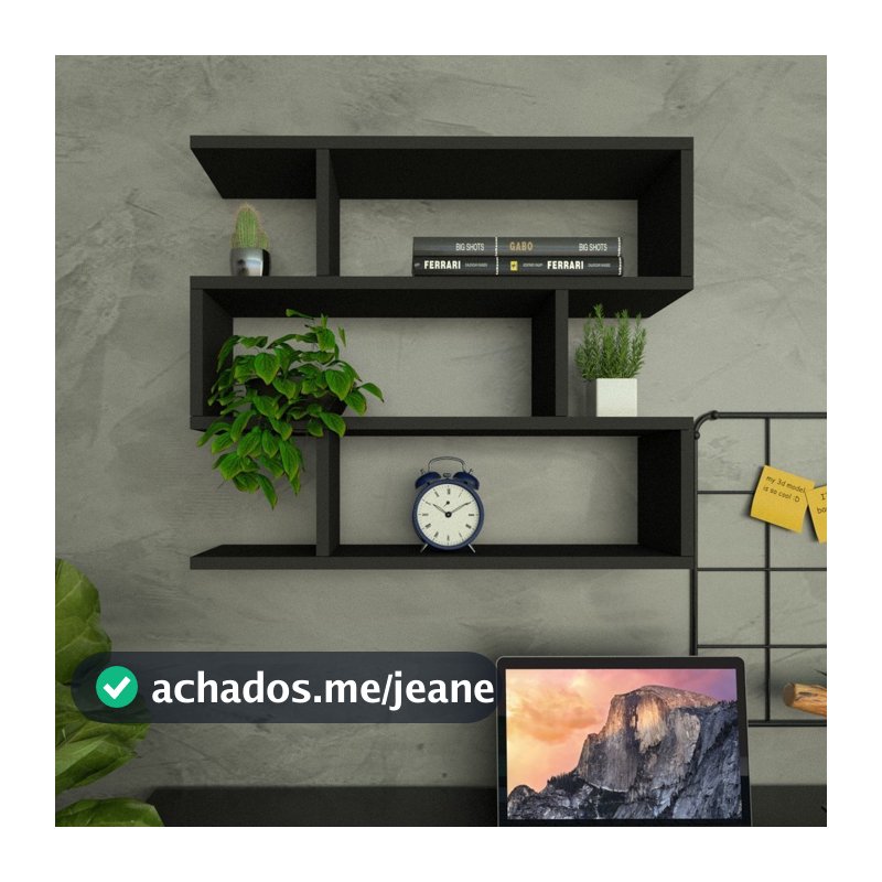 Nicho ZIG Minimalista Preto MDF Escritório Quarto Sala  ENVIO IMEDIATO + SUPER REFORÇADO QUALIDADE