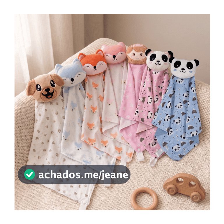 Naninha com Prendedor de Chupeta Meu Amigo Paninho Fofinha Bichinho Menina Menino para Bebê
