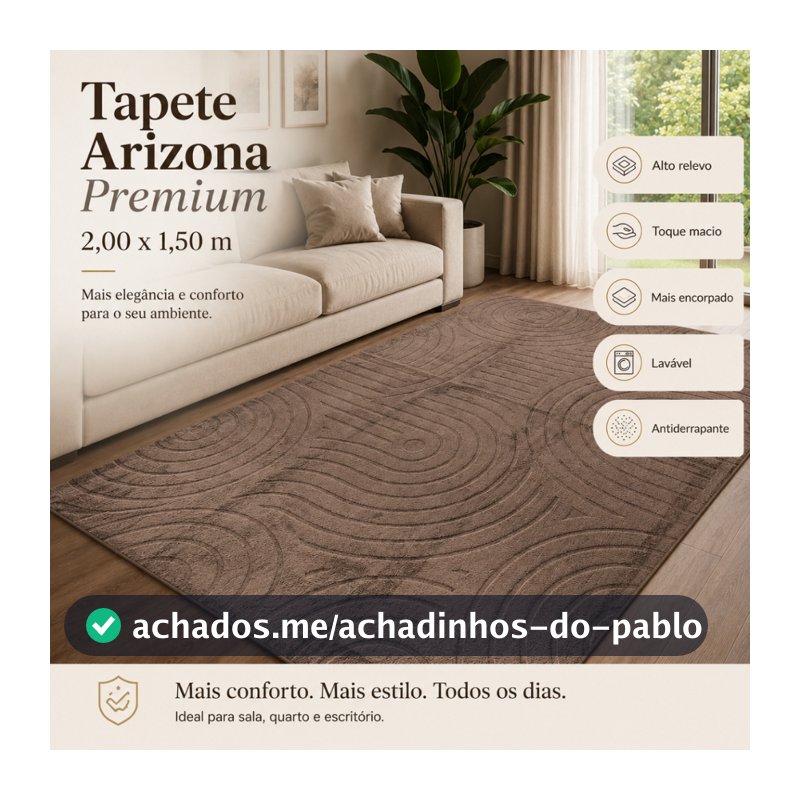 Tapete Sala 2,00x1,50 Alto Relevo Moderno Premium Macio Antiderrapante Quarto Decorativo