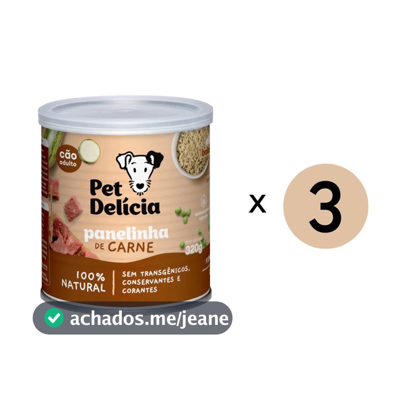 Kit 3 Ração Úmida Pet Delícia Cães Panelinha De Carne - 320G