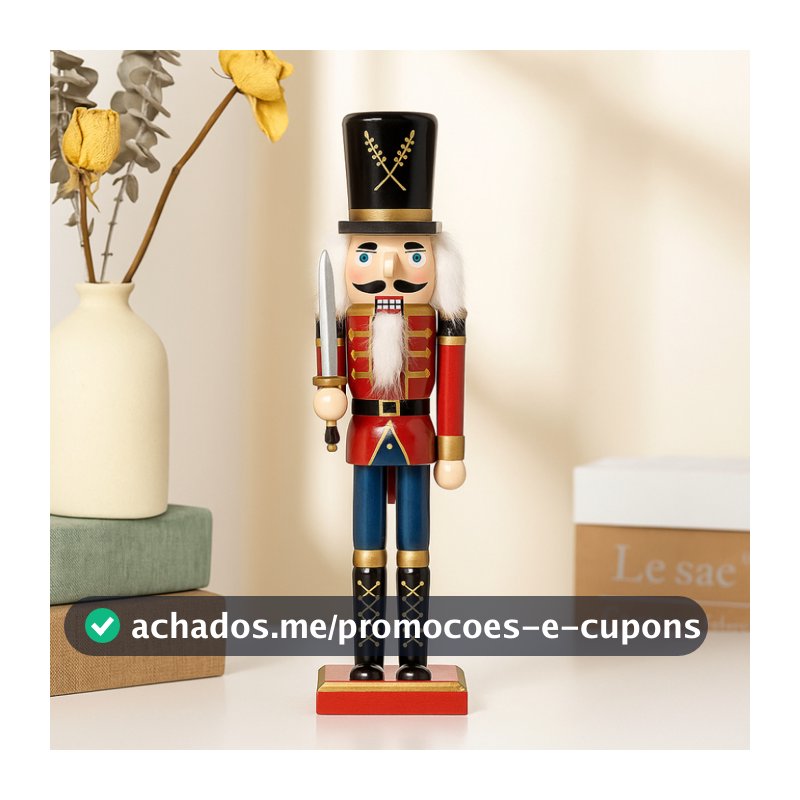 Boneco Soldado Quebra Nozes de Madeira 25cm enfeites de natal Decoração