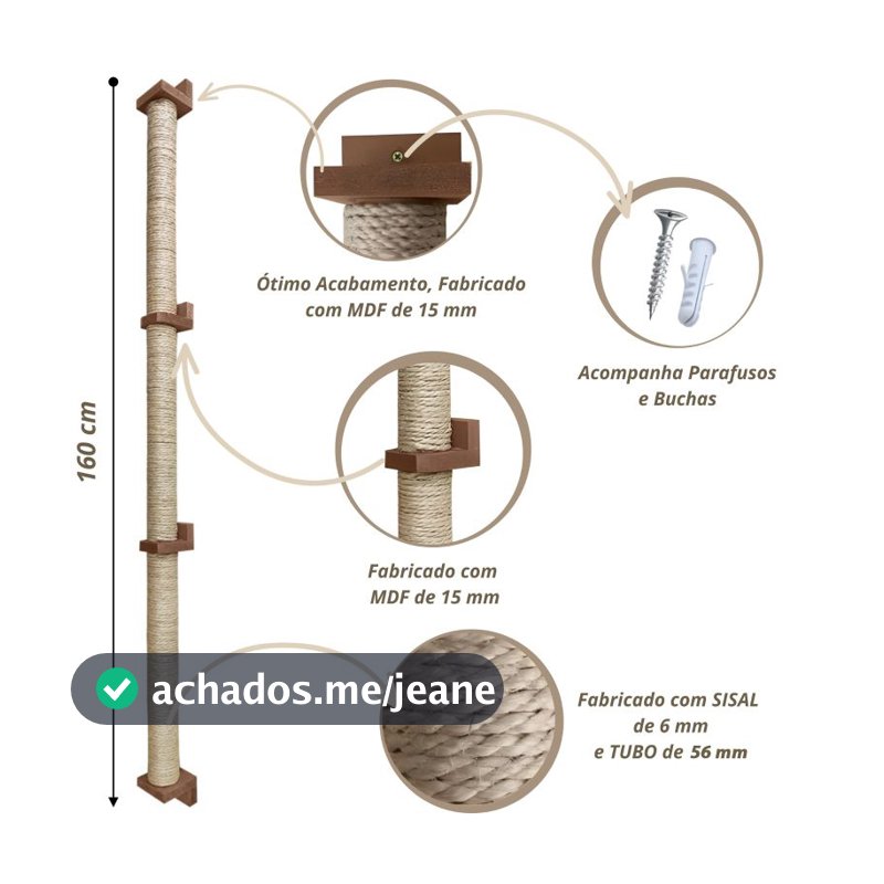 Torre Arranhador para gatos de parede 1.60 metros