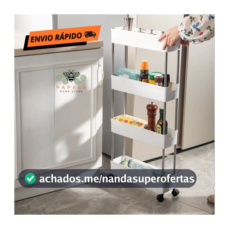 Carrinho Organizador Móvel Facil Montar 4 andares Multiuso - Prateleira Carrinho 4 camadas P, M, G