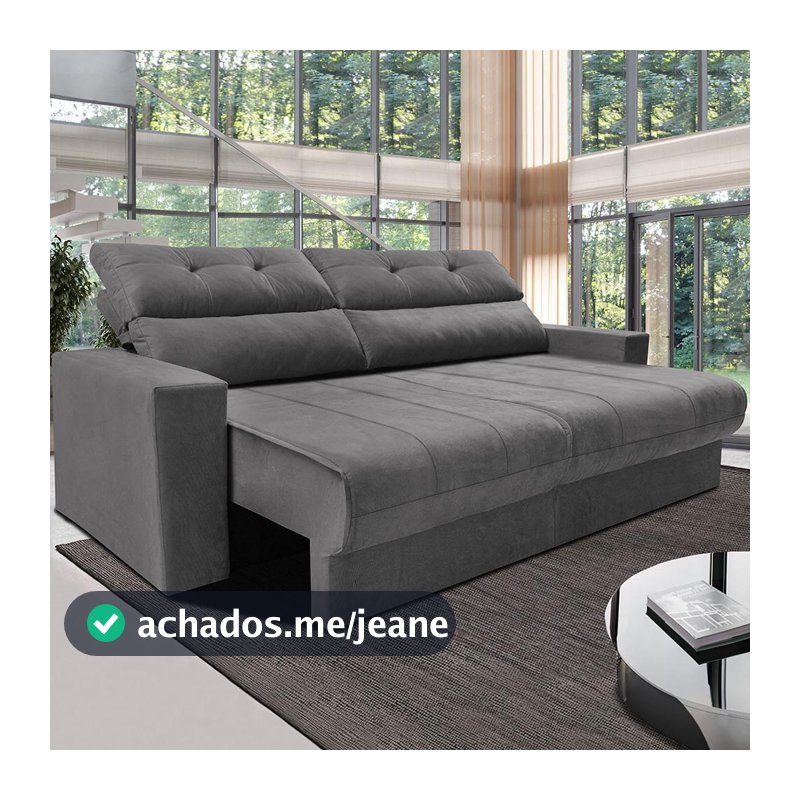 Sofá Retrátil e Reclinável 1,70m Clean. Cama inBox Velusoft