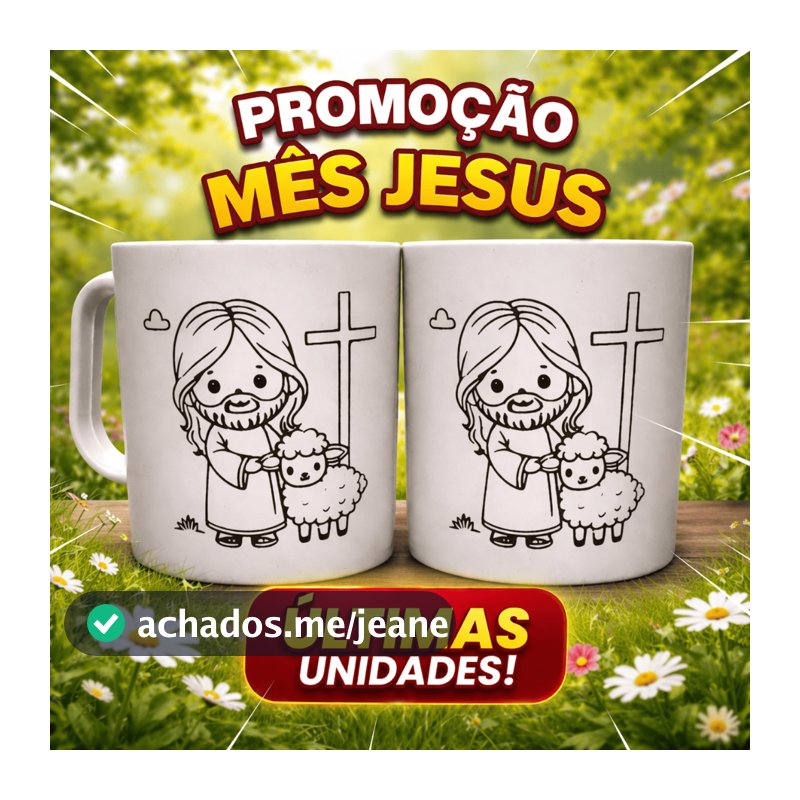Kit 25 Canecas Jesus e a Ovelhinha plástico 320ml chocolate lembrancinha divertido crianças
