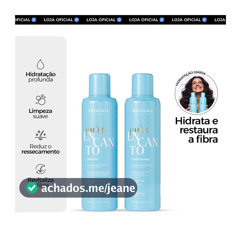 Kit Shampoo e Condicionador Limpeza Suave e Hidratação da Fibra Para Cabelos Ressecados e Quebradiços - Puro Encanto
