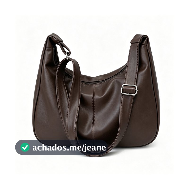 Bolsa Hobo Retrô Marrom Couro Sintético Grande Capacidade Bolsa de Ombro Axilar Feminina