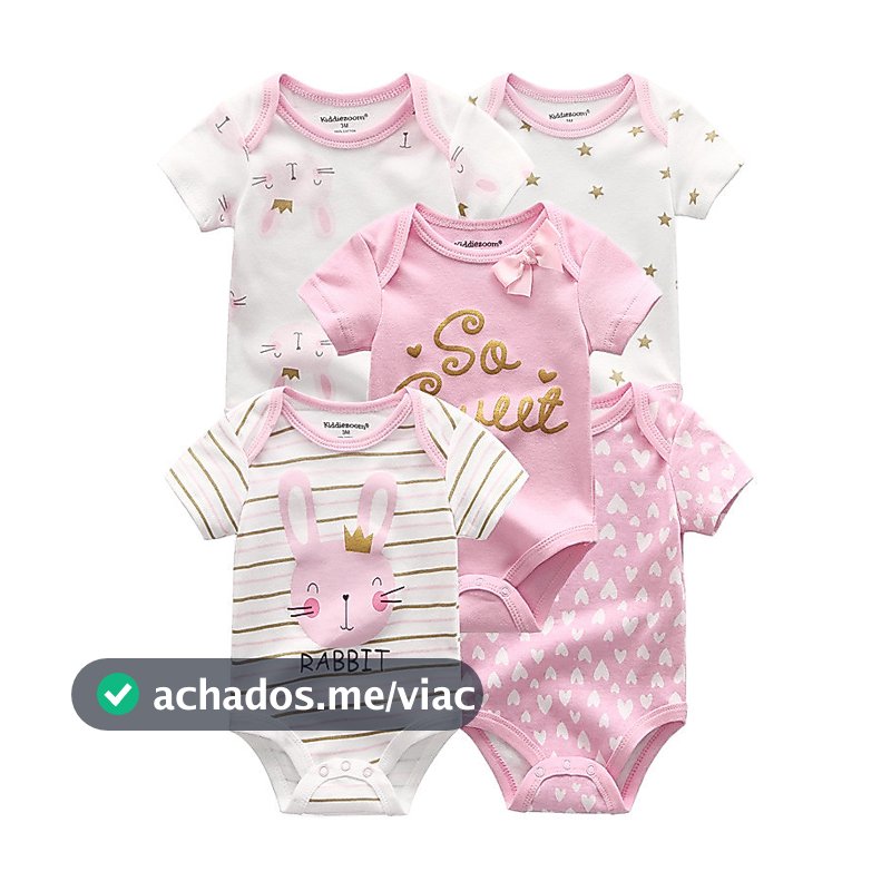 Kiddiezoom 5 Peças Moda Recém-Nascido Desenho Animado Manga Curta Bebê Menino Menina Bodysuits Macios 100 % Algodão Maca