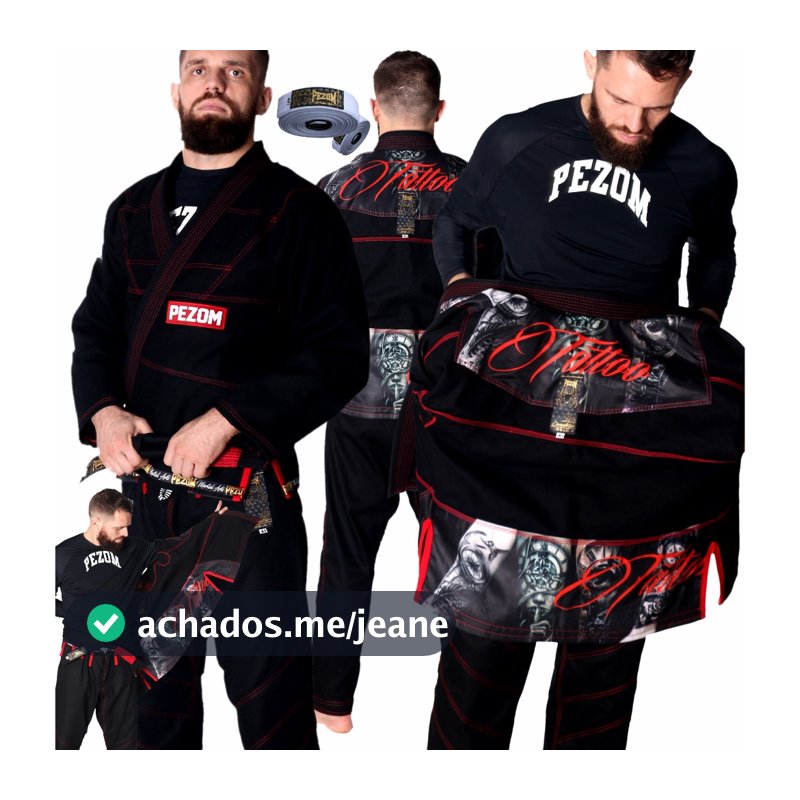 Kimono Jiu Jitsu Trançado 50% Forrado Tattoo Pezom e Faixa
