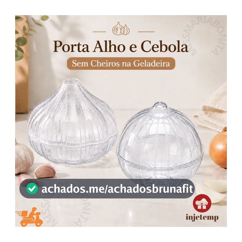 Kit Porta Alho e Cebola para Geladeira Conserva Sobras Sem Cheiros Organizador Transparente