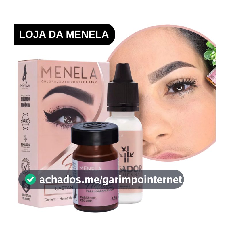 Henna Menela Profissional para Designer de Sobrancelhas 2,5g - Com Fixador e Nanotecnologia