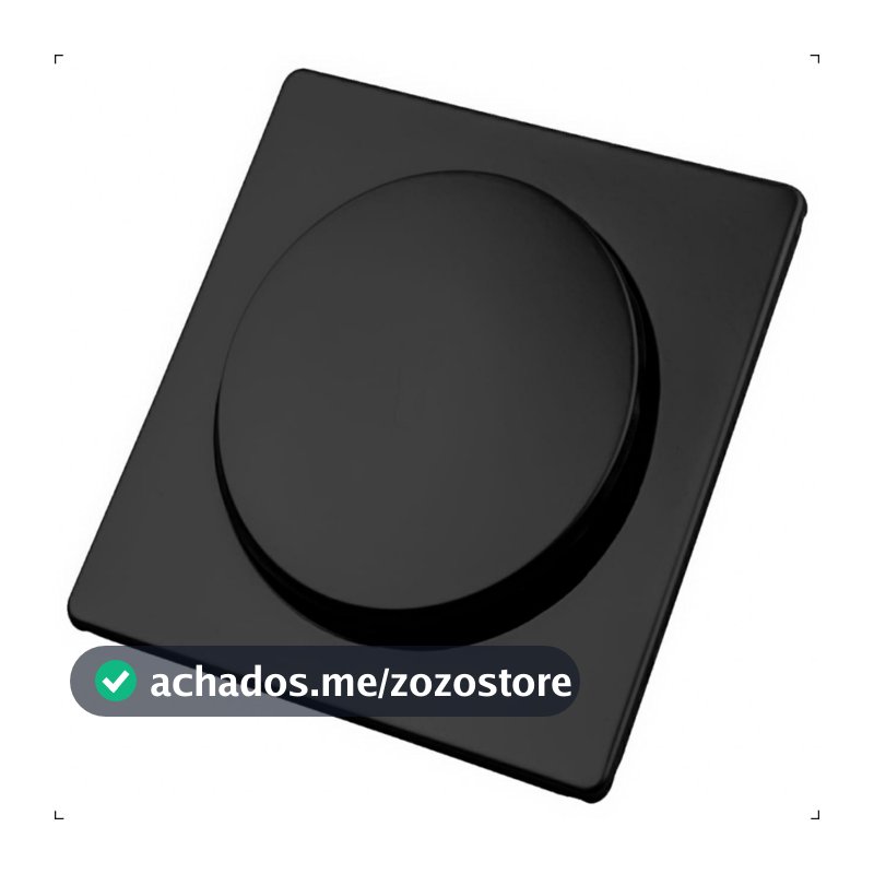 Ralo Click 15x15 Preto em Aço Inox Quadrado Inteligente Para Banheiro