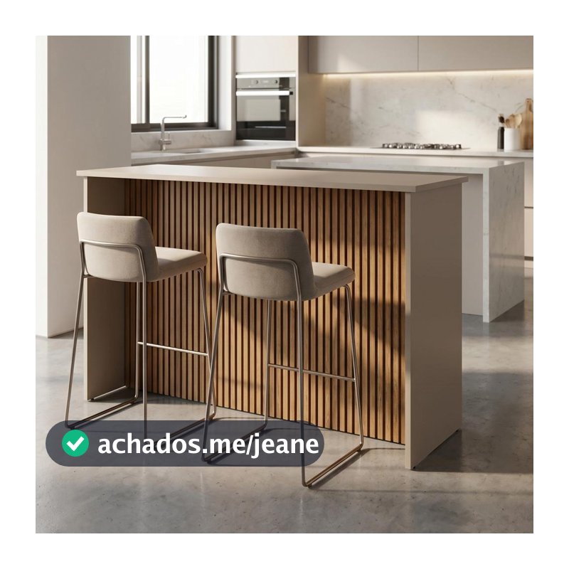 Bancada Ripada Cairo 118cm Mesa Alta Gourmet para Cozinha Divisor de Ambiente Balcão Decorativo 2 a 4 Pessoas