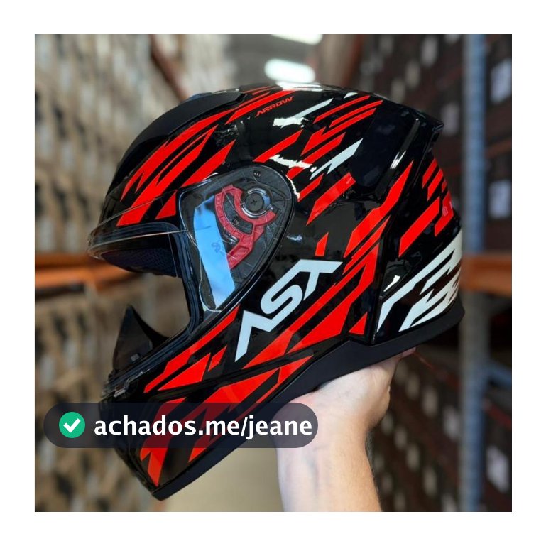 Capacete Moto Asx City Arrow Preto Vermelho Brilho Masculino Feminino + Narigueira Integral Novo