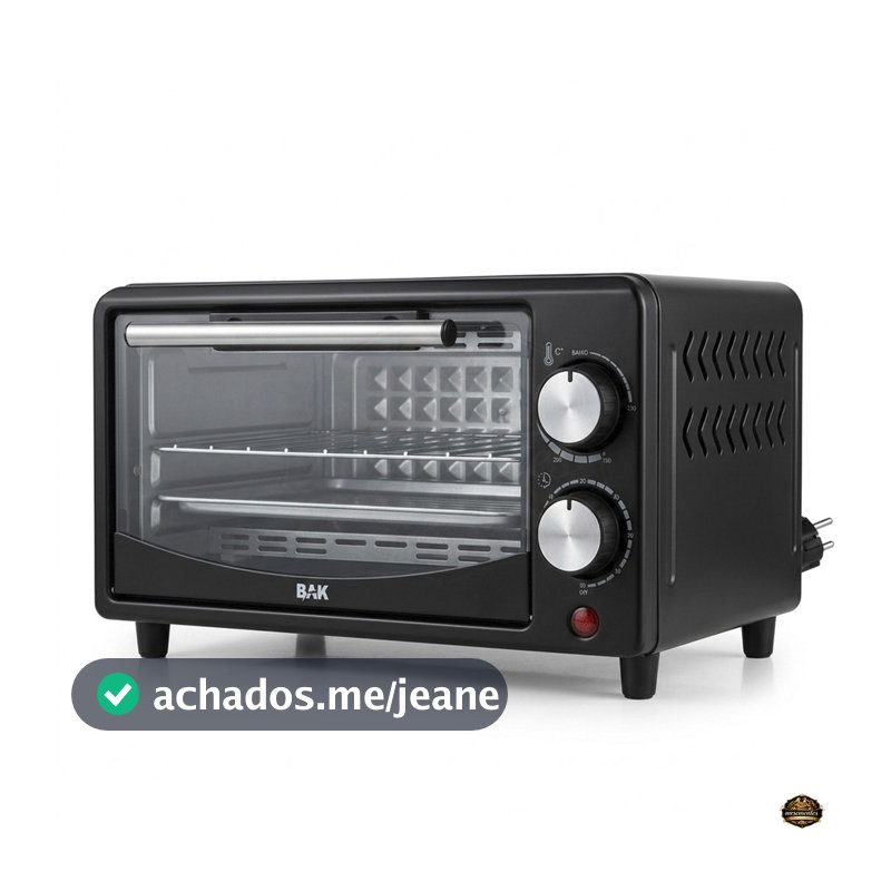 Forno Elétrico 9 Litros 800W Com Timer Assadeira Grelha 110V 220V Preto Cozinha Bancada