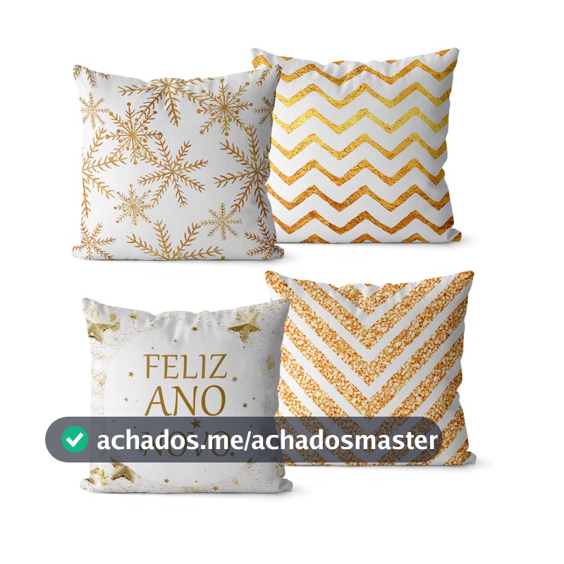 Kit 4 Capas de Almofadas Decorativas 45x45 - Ano Novo