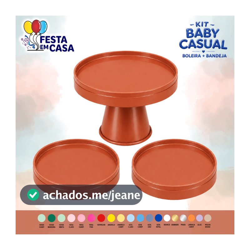 KIT 3 PEÇAS BOLEIRA CASUAL + BANDEJAS BABY