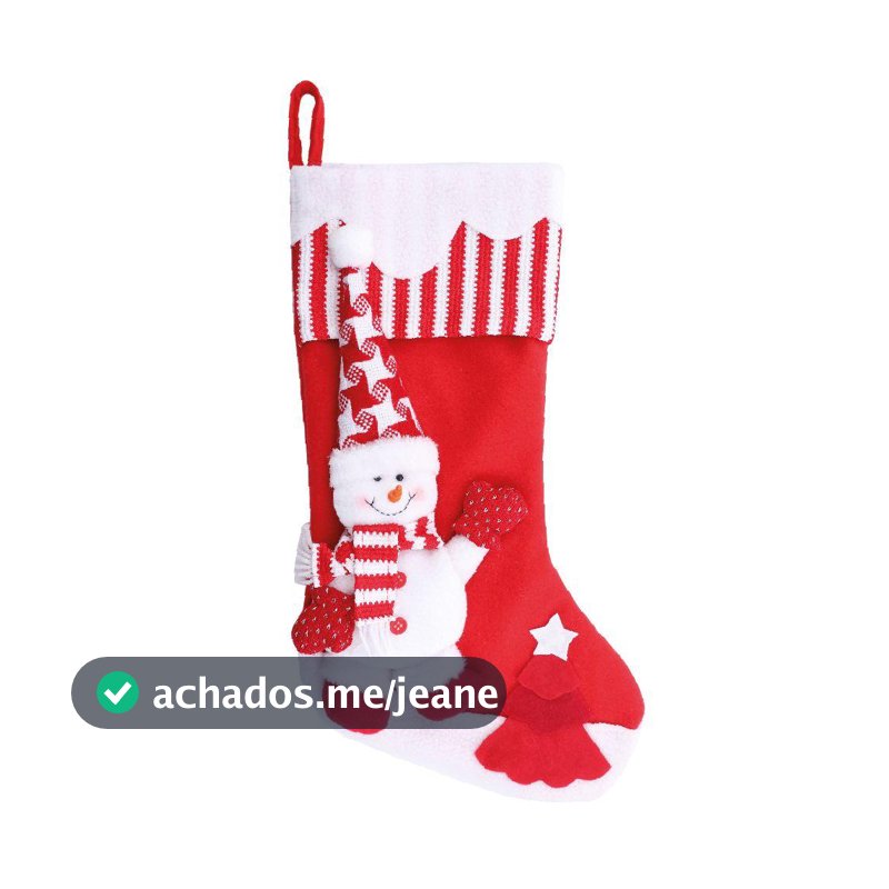 Bota Noel Vermelho e Branco 50cm Enfeite Natalino