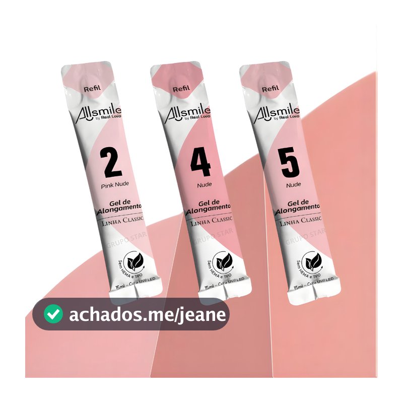 Kit 3 Refil Construtor de Unha AllSmile 15ml - Real Love Cores 2 - 4 e 5