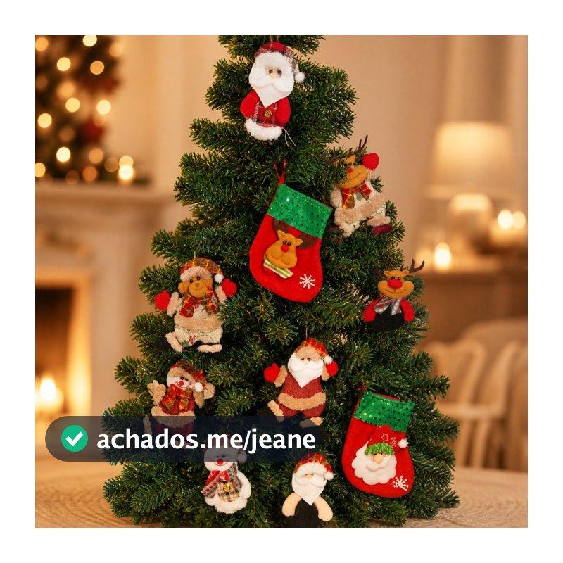 Kit 10/12 Enfeites Natalinos Bonecos Penduráveis Papai Noel Meia Ursinhos Decoração Árvore De Natal