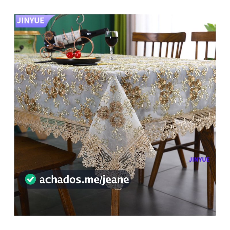 Toalha de Mesa em Renda com Bordados de Rosa – 150 Largura x 220 Comprimento