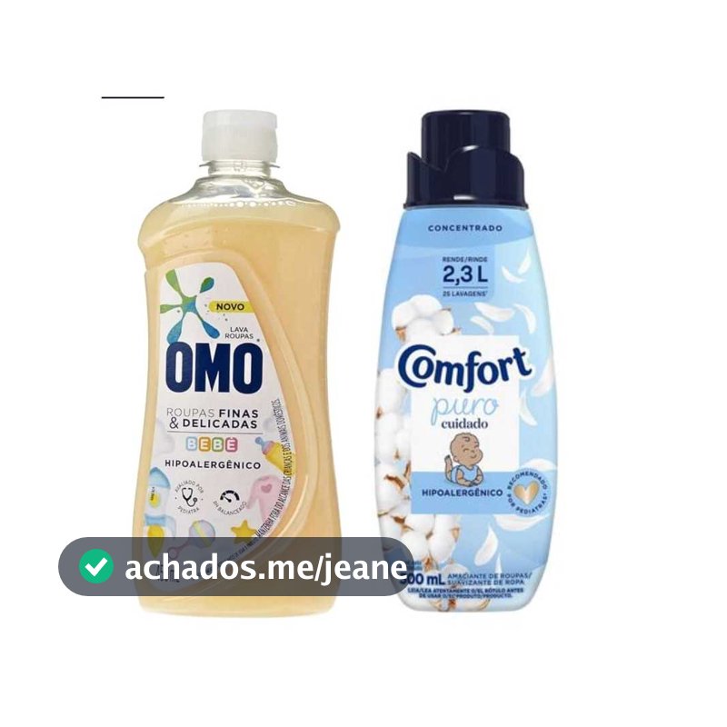 Kit OMO roupas finas e delicadas bebê 450 ml + Comfort concen. puro cuidado hipoalergênico 500ml