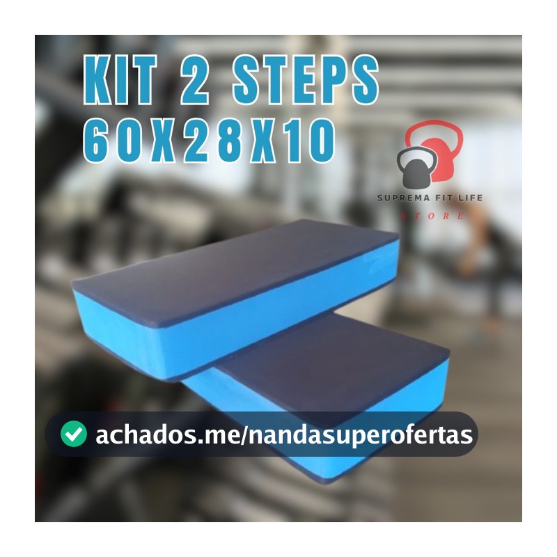 STEP ACADEMIA KIT 2 60x28x10CM EVA FITNESS  TREINO CROSSFIT AEROBICO