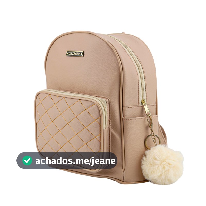 Mini Mochila De Costas Escolar Dia Dia Lisa Alça Com Regulagem e Chaveiro Pompom