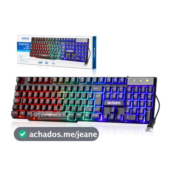 Teclado gamer iluminado RGB semi-mecanico ABNT2 Padrão Brasileiro BK-151C/BK-155C/BK-152C EXBOM