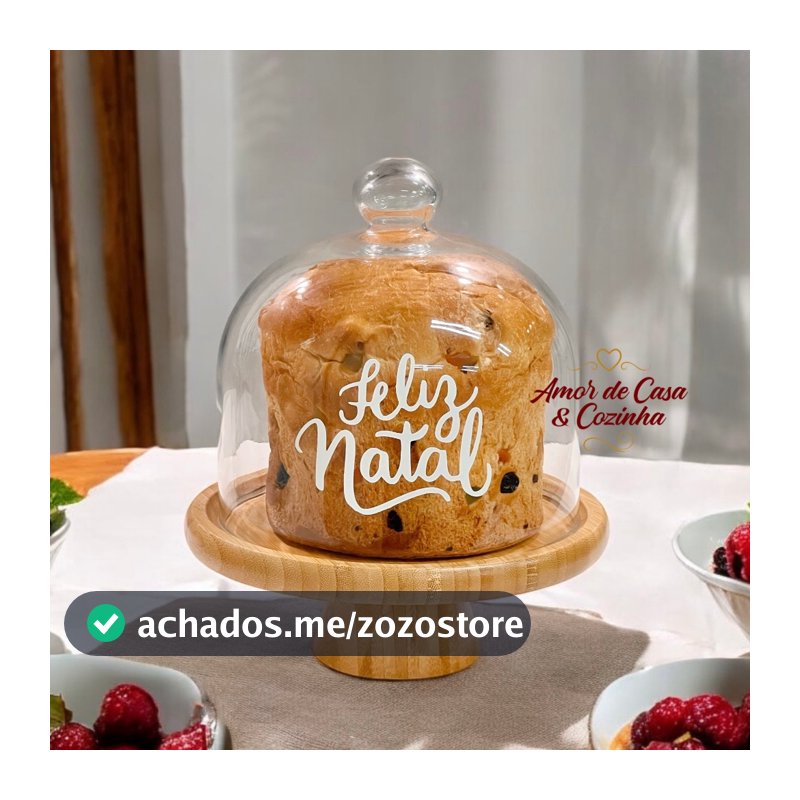 PORTA PANETONE DE VIDRO ESCOLHA SUA BASE E PERSONALIZAÇÃO