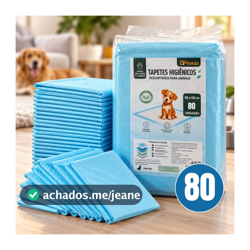 Tapete Higiênico Para Cachorro Pet Descartáveis 20/40/60/80 Unidades 60x60 cm