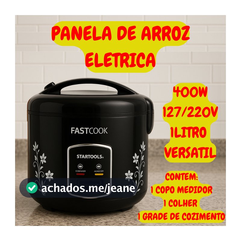 Panela De Arroz Eletrica 1L Startools 400W 127/220V Com Colher Copo Medidor E Grade Para Cozimento