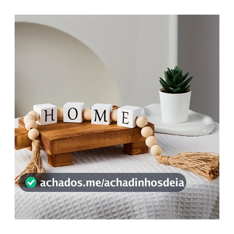 Colar de Mesa Decorativo em Madeira Bege Minimalista Rústico e Sofisticado