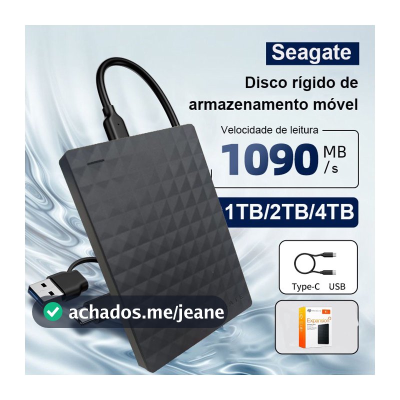 Seagate Externo Hd De Alta Capacidade 1TB/2TB/4TB USB 3.1 Disco Rígido Portátil Plug And Play