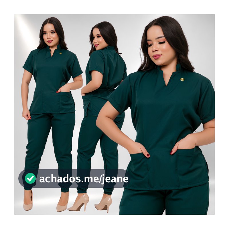 Pijama Cirurgico Feminino Gola Padre Gabardine Luxo Conjunto Calça Jogger Hospitalar Premium