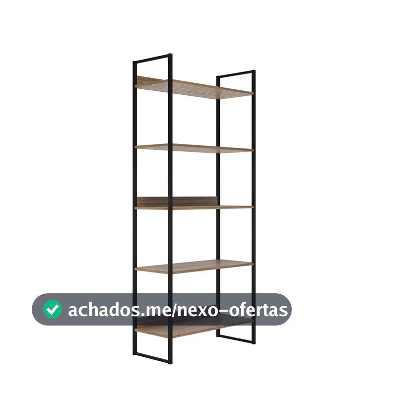 Estante Industrial Decorativa Madeira Laminada e Metal Organizador Multiuso Para Sala Quarto Escritório Home Office