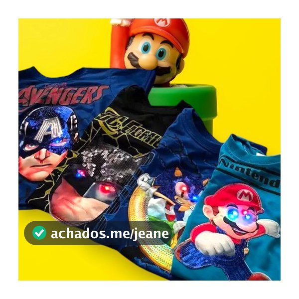 Camiseta infantil personagens menino  menina de Led (prova de água) stitch barbie hulk homem aranha Patrulha Mário bross