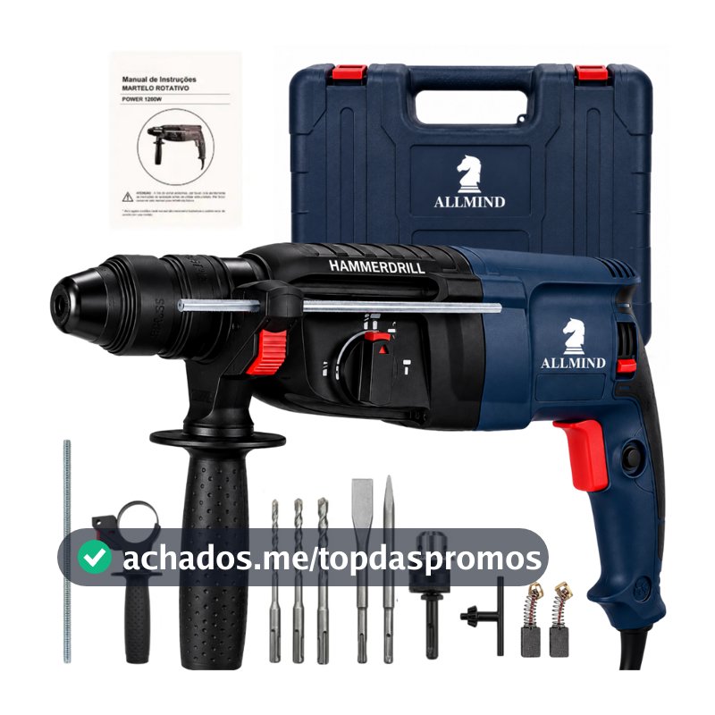 Martelete 5kg Furadeira de Impacto 1200w Rompedor Demolidor Profissional Com Acessorios