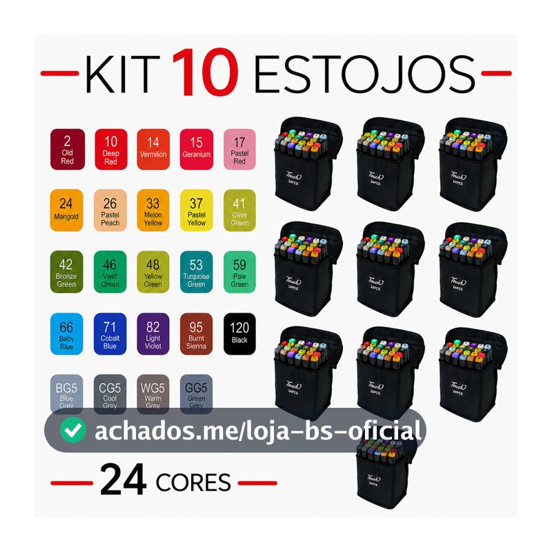 Kit 10 Estojos 24 Cores Canetinhas Ponta Dupla 240 Canetas Marcadoras Para Colorir Desenho Lembrancinha Escolar