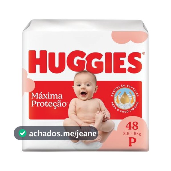 Huggies Fralda Descartável Máxima Proteção P - 48 Un