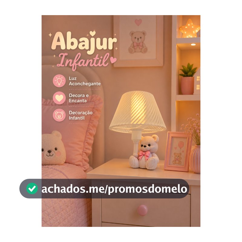 Abajur Infantil Ursinho – Delicadeza, Conforto e Encanto para o Quarto dos Pequenos