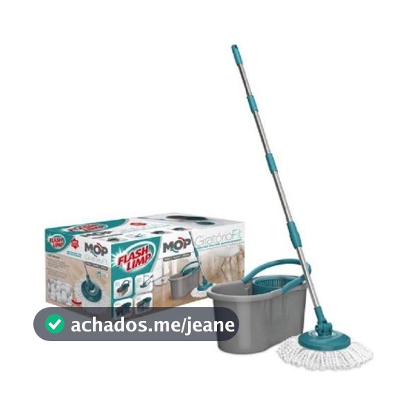 Mop Giratório Fit 5010 Esfregão Top Cabo Inox 3 Em 1 Flashlimp Balde com centrifuga resistente cabo regulavel microfibra