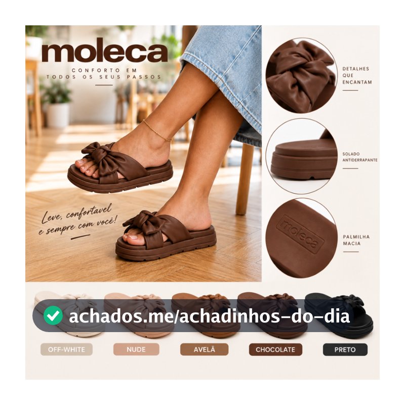 Sandália Papete Slide Moleca Feminina Solado Alto Confortável 5490.132 Coleção Ana Castela