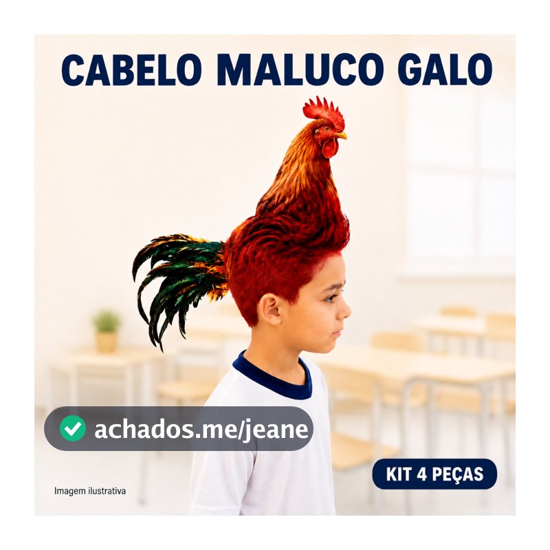 Cabelo Maluco - Galo Infantil - Festa Escolar e dia das Crianças