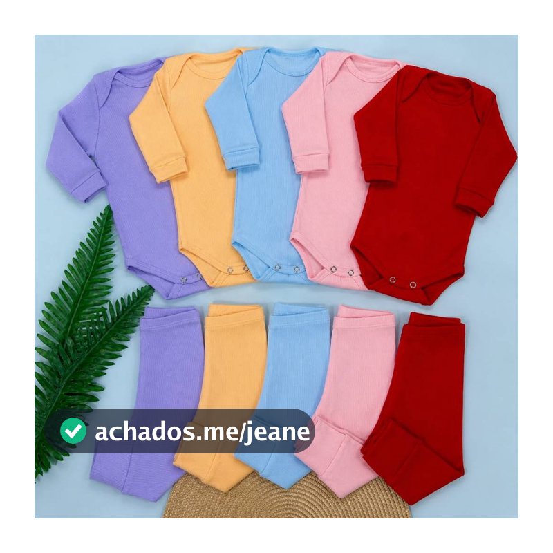 Kit 10 Peças Body e Calça de Ribana Longo Inverno / verão  RN ao 3 anos