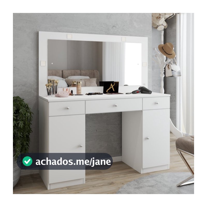 Penteadeira Camarim Margot 2 Portas 3 Gavetas Porta Jóias Branco - Panorama Móveis