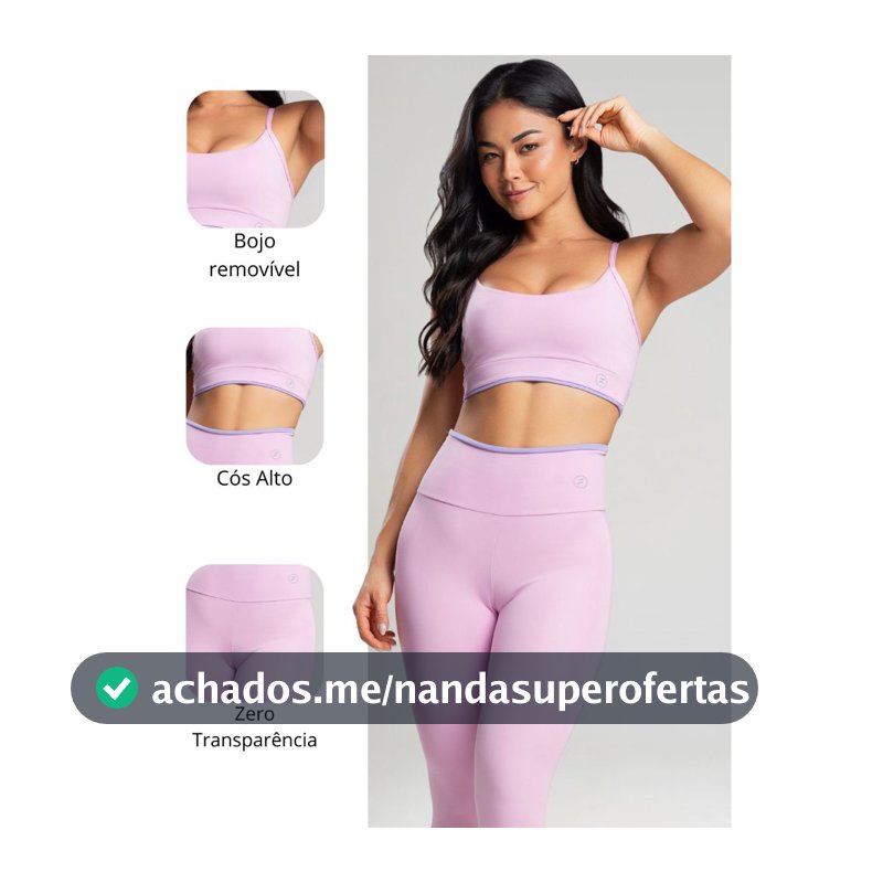 Conjunto Fitness Element  Suplex Legging e Top com Bojo Removível Zero Transparência Academia