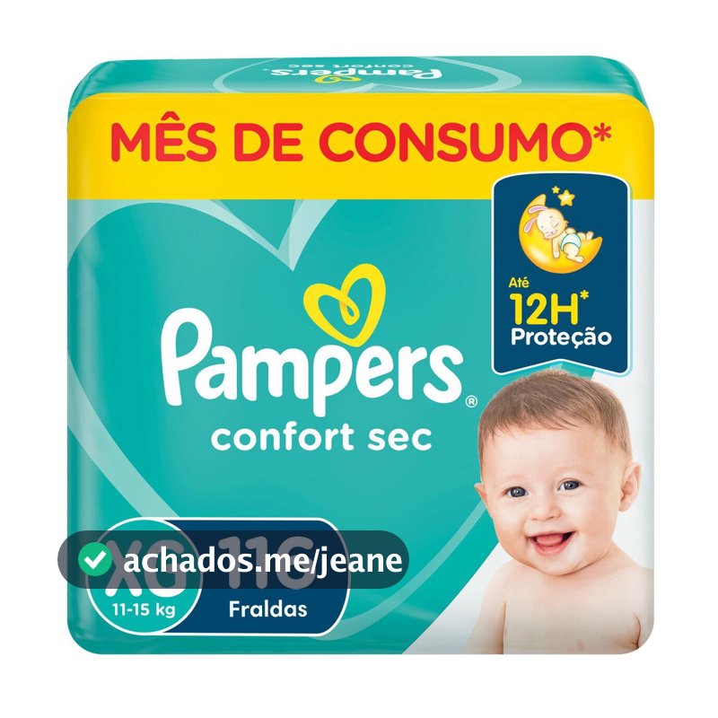 Fralda Pampers Confort Sec Jumbo Plus XG com 116un